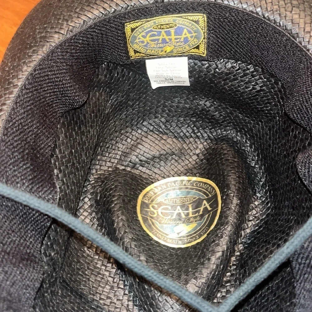 Scala Western Hat in black natural fiber size sm / med with chin strap